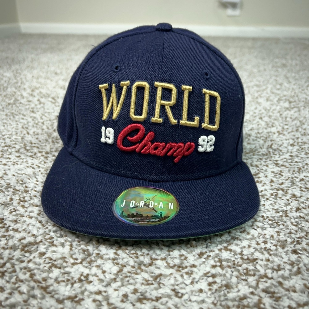 Jordan Hat Cap Snap Back Mens Navy World Champ 1992 Embroidered Basketball Sport